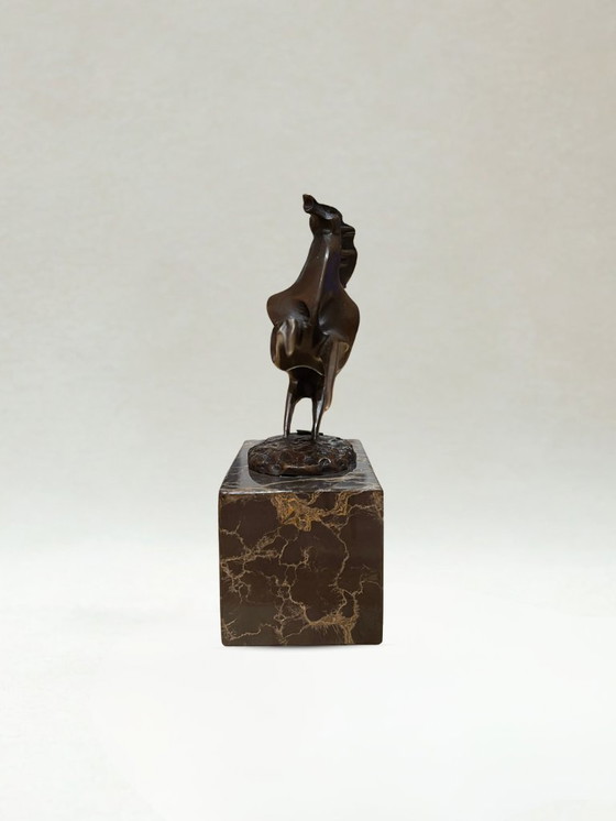 Image 1 of Bronze sculpture – Galloping horse – Signed Milo – Marble base