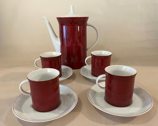 Rosenthal Berlin Secunda Purpur, Coffee Pot with 4 Cups, Design H. Th. Baumann