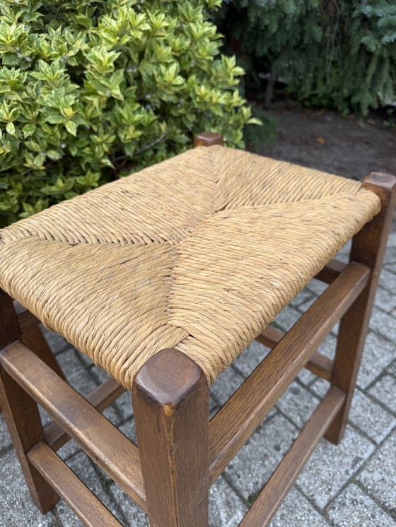 Image 1 of Houten barkrukken set riet vintage