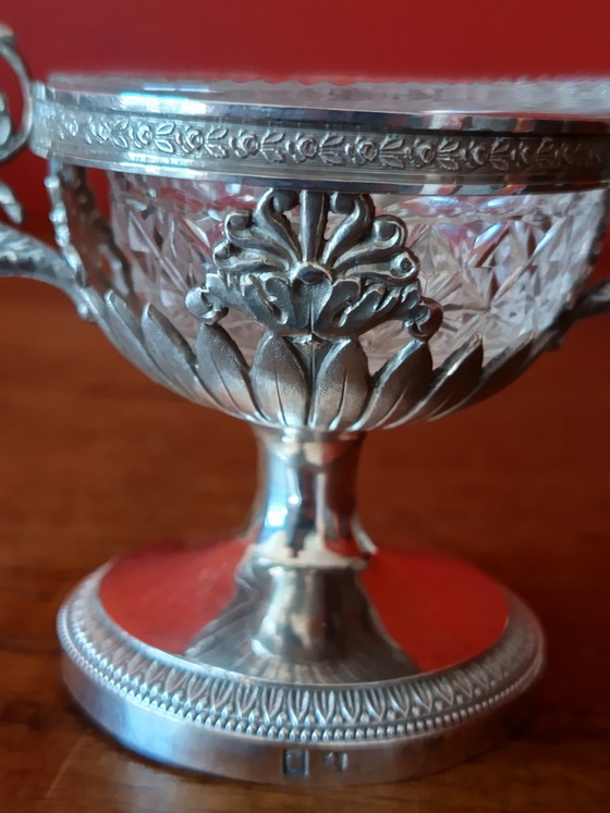 Copa antigua de plata (833) para sal/azúcar con cristal - Países Bajos, 1920 (Impecable) – Accesorios de mesa (photo 6 of 15)