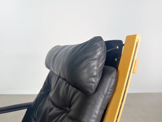 Image 1 of Sillón Siesta Westnofa de Ingmar Relling, de cuero negro, de mediados de siglo.