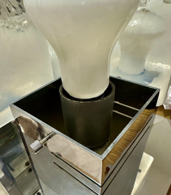 Image 1 of Mid-Century Brutalist Flush Mount by Gaetano Sciolari – Ice Glass – 1970s