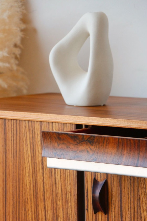 Image 1 of Zebrano Scandinavisch dressoir - Vintage jaren 60 buffet