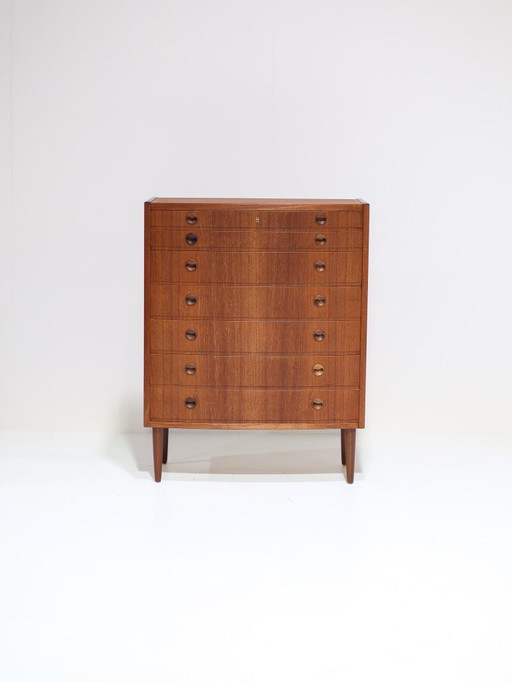 Hoge ladekast teakhout Deens vintage 1960s