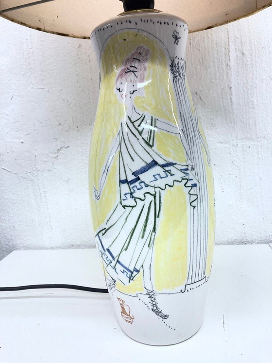 Image 1 of Italiaanse keramieken tafellamp uit de jaren 50 ontwerp Milvia Quadrifoglio