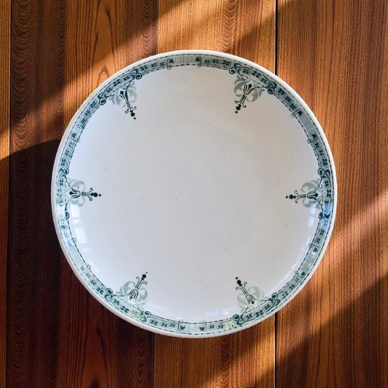 Image 1 of Antique 19th-century ironstone fruit bowl signed Sarreguemines, "Verdun" collection