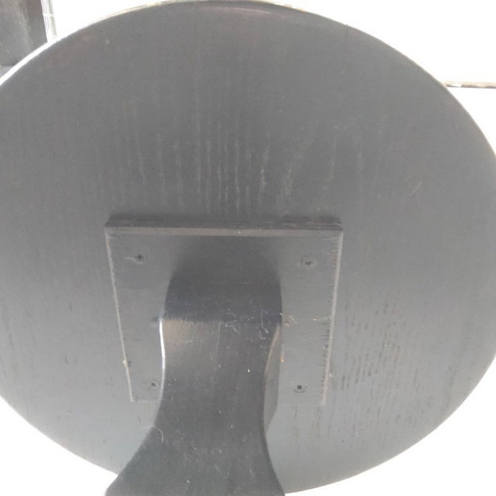 Robuust Rond Bijzet Tafeltje, Bijzettafels, Hout, Zwart, Vintage (foto 4 van 5)