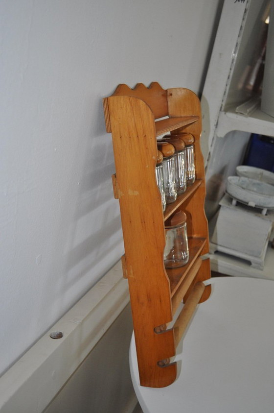 Vintage Gewürzregal aus Holz mit | Küchenzubehör gebraucht