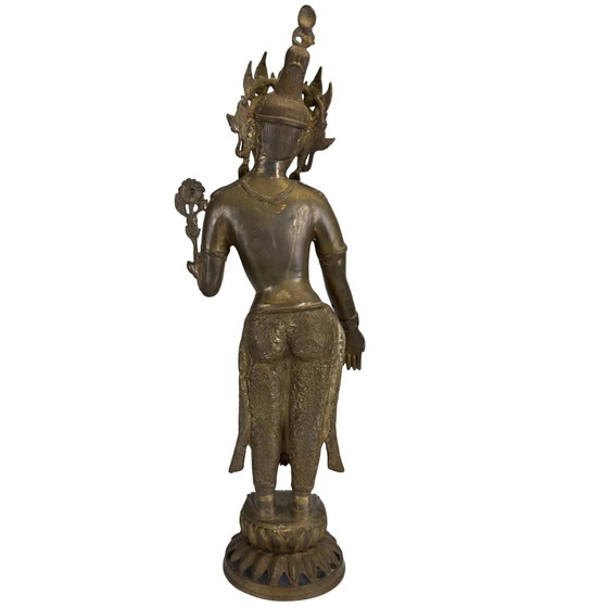 Monumental Tara Verde (Syama Tara) de bronce dorado al fuego – Nepal – Siglo XIX – 78 cm – Esculturas, Bronze (photo 5 of 11)