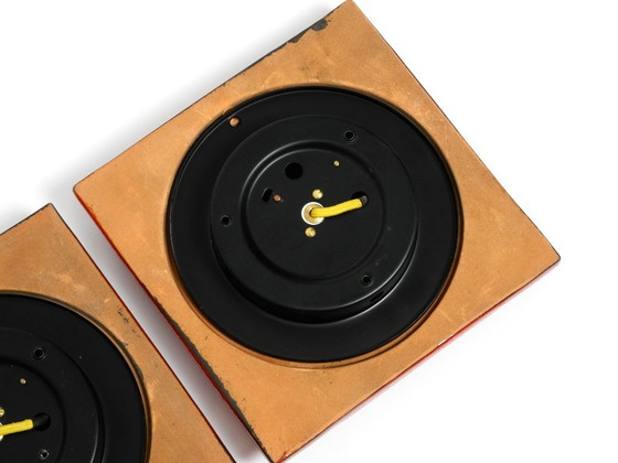 Image 1 of Drei schöne original 1970er Space Age rote Keramik-Wandlampen