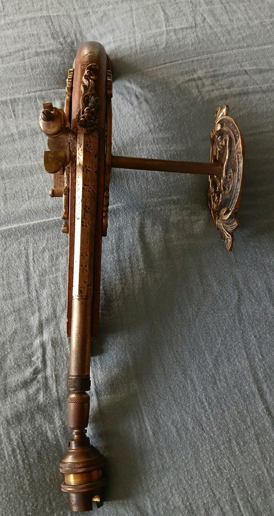 Coppia di Applique a forma di pistola in legno e ottone, Marrone, Classicisme (foto 6 di 12)