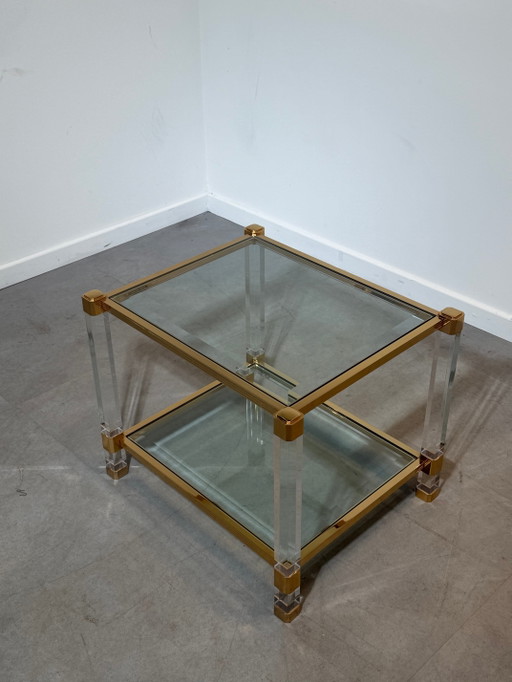 Vintage Brass & Lucite Sidetable – bijzettafels, Glass (photo 2 of 3)
