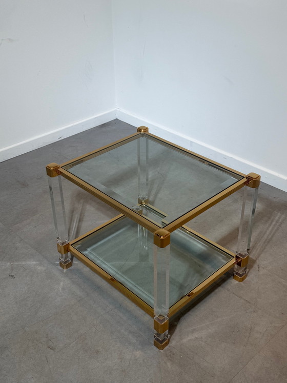 Vintage Brass & Lucite Sidetable – Side tables, Glass (photo 2 of 3)
