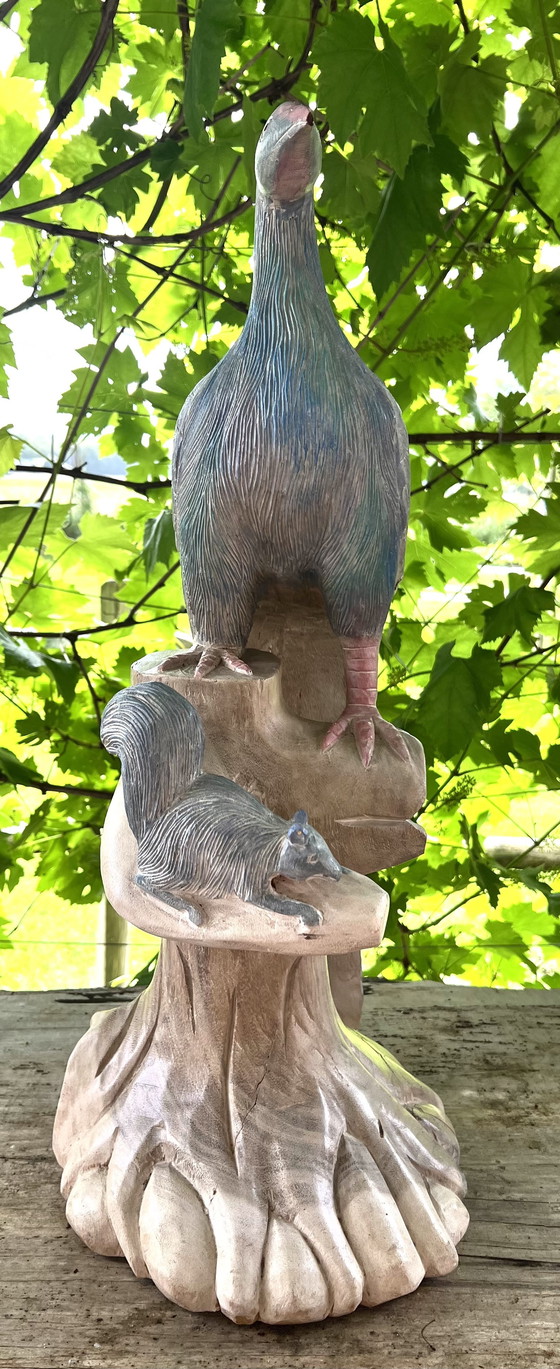 Image 1 of Impressionnante statue en bois sculptée à la main vers 1950