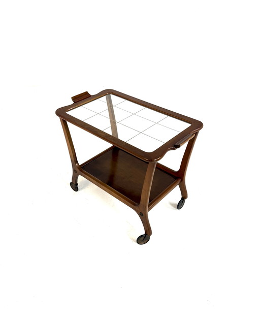 Vintage teakhouten trolley ‘60