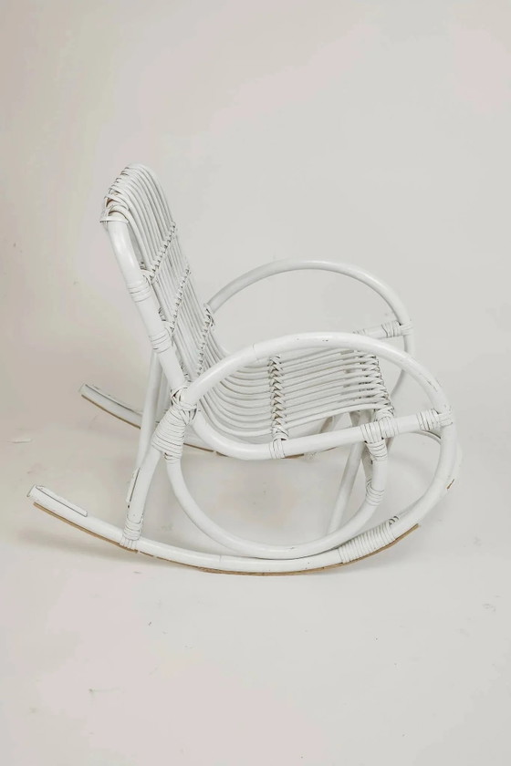Vintage rocking chair for children in rattan/bamboo. – Stools, Wicker (photo 4 of 6)