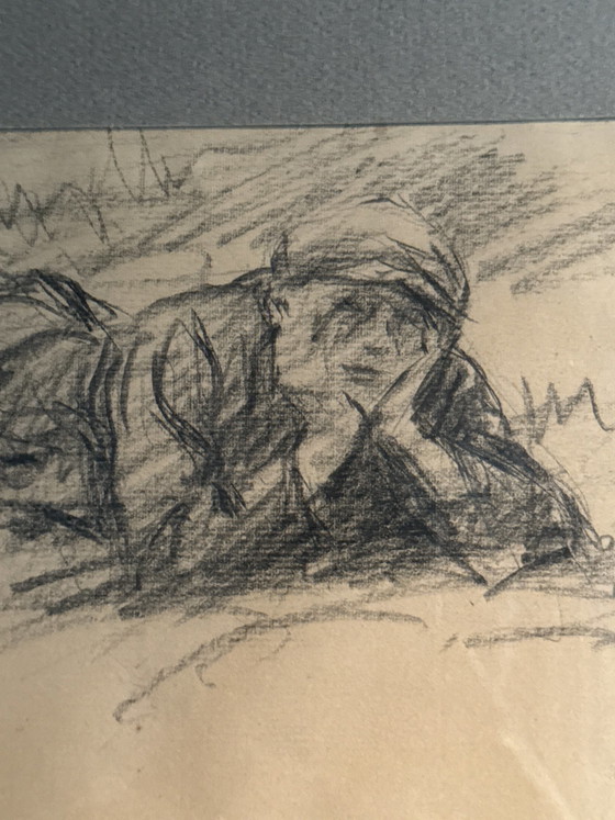 Tekening door Emile J Patoux, Schilderijen & Tekeningen, Papier, Grijs (foto 4 van 5)