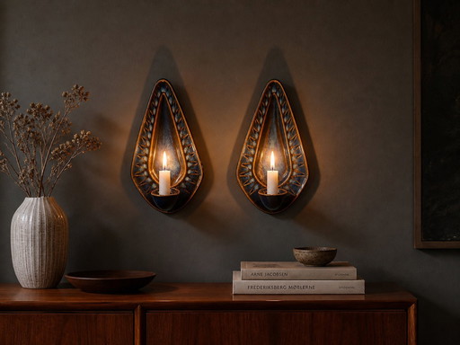 Søholm 3351 Large Wall Sconces - Einar Johansen - Danish Studio Pottery 1960s