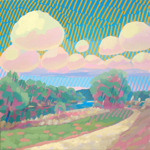 Painting of Isar clouds, hand-painted unique piece, nature, landscape painting, sky, acrylic painting 50x50cm