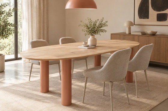 For Me Lab Saturne Tisch - Holzterrazzo und Rosametall – Esstische, Wood, Organic Modern (photo 2 of 5)