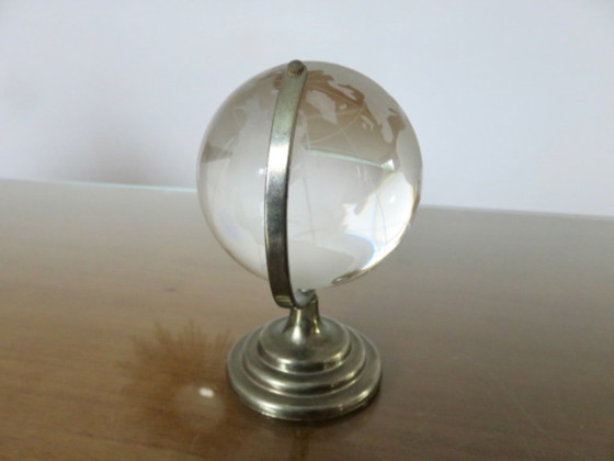 Image 1 of Kleiner Kristallglobus, dekorativer Briefbeschwerer, 1970er Jahre