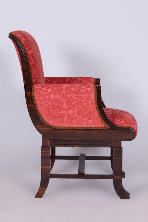 Restored Art Deco Armchair, By Pavel Janák, By PUD, Oak, Czech, 1910s – fauteuils, Textile, Wood (photo 2 of 14)