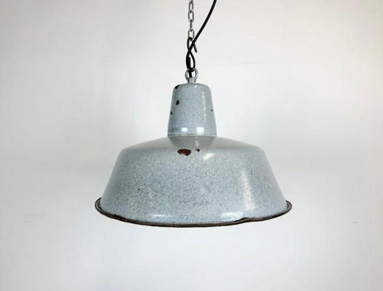 Image 1 of Industrial Grey Enamel Factory Lamp, 1960s