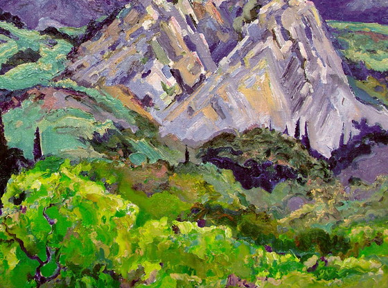 Original Oil Painting Landscape Nature Spring in the Mountains – Paintings & Drawings, Canvas (photo 5 of 5)