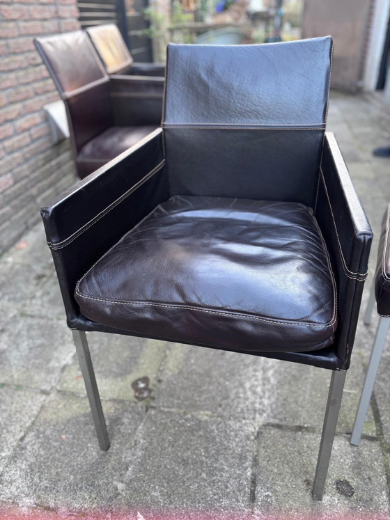 Image 1 of Set of 4 Beautiful KFF Texas Design Chairs in Brown Leather.