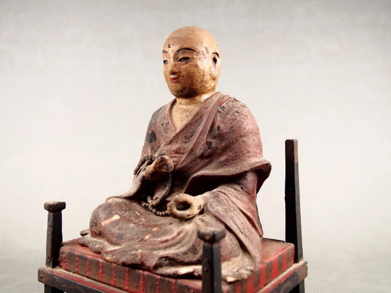 Antique Kobo Daishi Statue in Zushi Shrine – Japan Edo Period Buddha – Sculpture, Wood (photo 37 of 40)