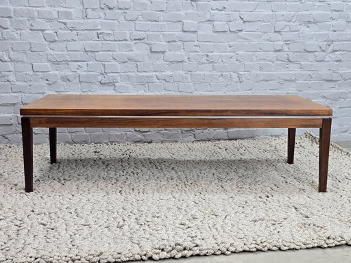 Large Mid-Century Design Rosewood Veneer Rectangle Coffee Table with Aluminium Trim, 1960s. 