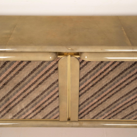 Sideboard aus Pergament und Missoni-Stoff von Angelo Mazzola für Salpol, 1980 – Martin, Wood, Metal (photo 11 of 26)