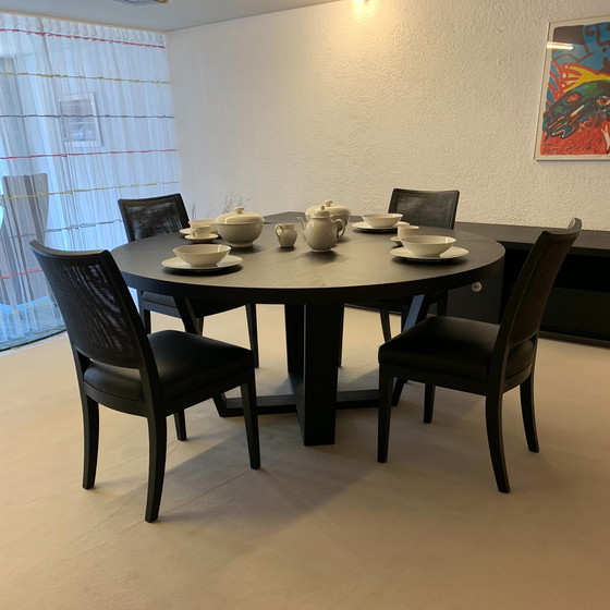 Image 1 of Maxalto Xilos eettafel - Ø160 met eetkamerstoel (set van 4)