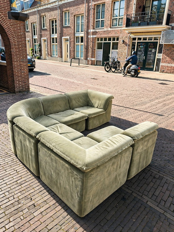 Image 1 of Vintage modulaire grote groene bank