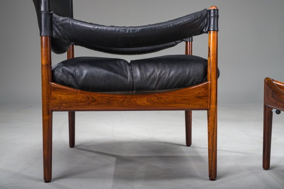 Image 1 of Mid Century Moderne Deense Palisander fauteuils en salontafel van Kristian Vedel voor Sören Willadsen, jaren 1960, set van 3