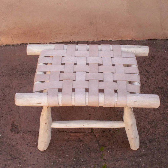 Tabouret en cuir tressé – Bois (photo 3 of 5)