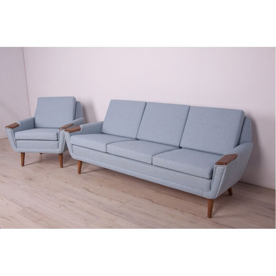 Image 1 of Mid Century Deense bank en fauteuil, jaren 1960