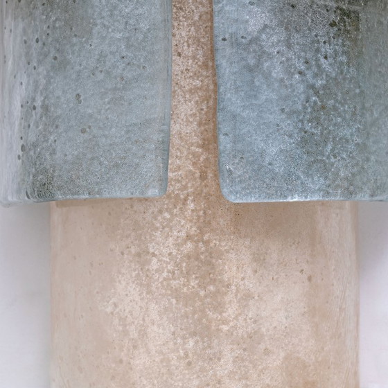Image 1 of Pair of Murano Scavo Glass Wall Lamps with Brass Details