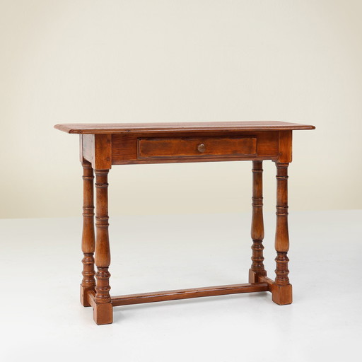 Rustic Oak Console Table with Drawer, Belgium ca. 1800