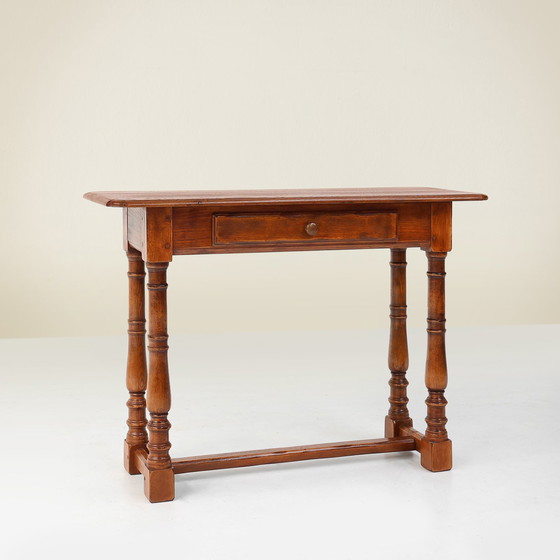 Image 1 of Rustic Oak Console Table with Drawer, Belgium ca. 1800