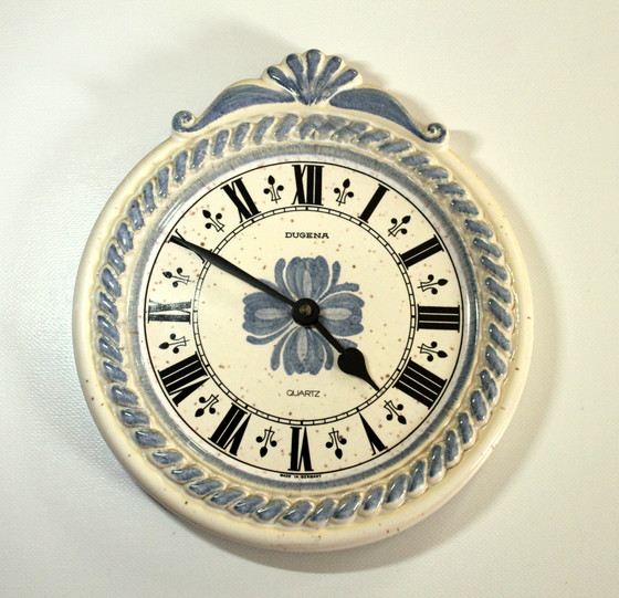 Image 1 of Decoratieve DUGENA keramische keukenklok, wandklok - vintage uit de jaren 70