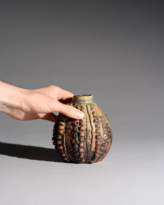 Image 1 of Bernard Rooke Studio Pottery Vase Brutalist Textured Ceramic England 1960s-1970s