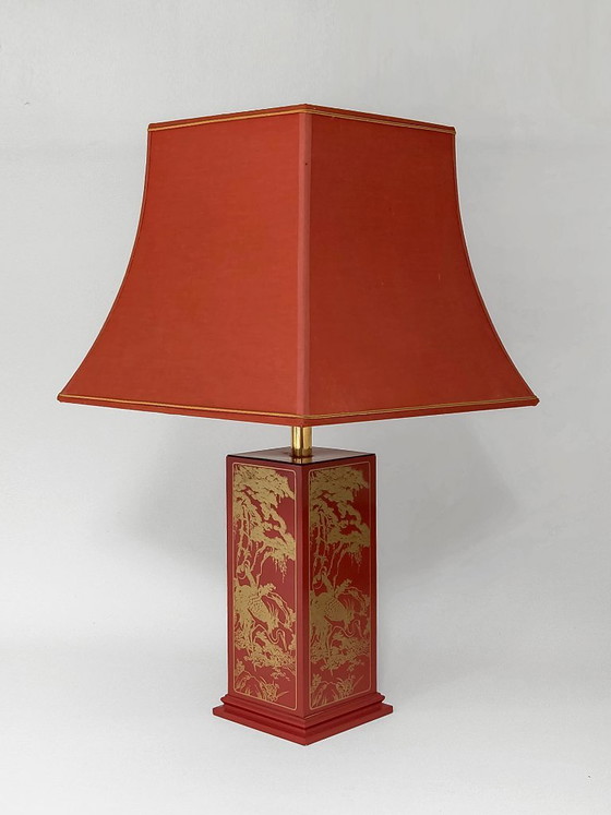 Chinoiserie Table Lamp Claude Mahey – Textile, Vintage (photo 4 of 15)