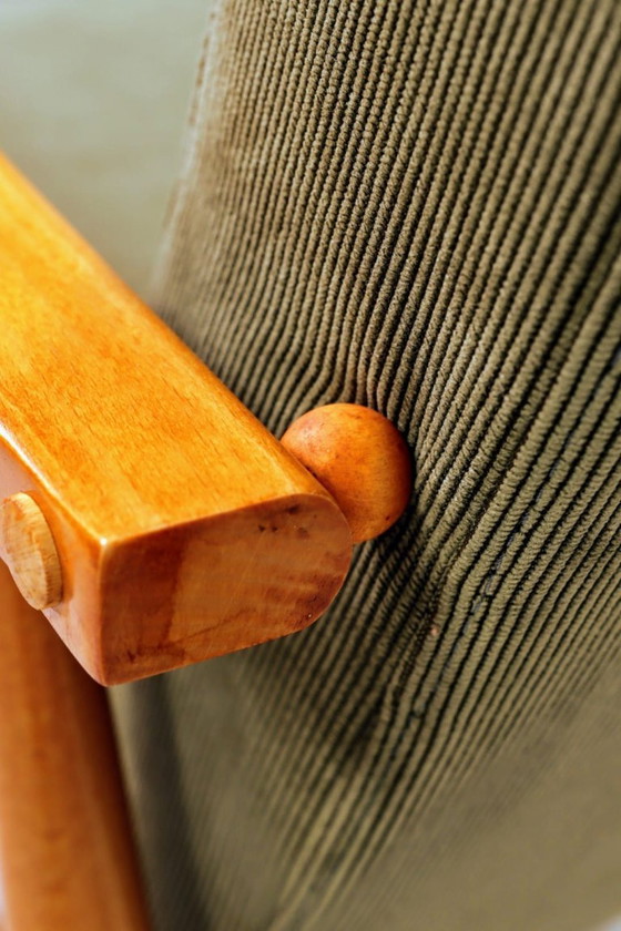 Image 1 of Loungestoel Vintage Groen Corduroy Vintage Design