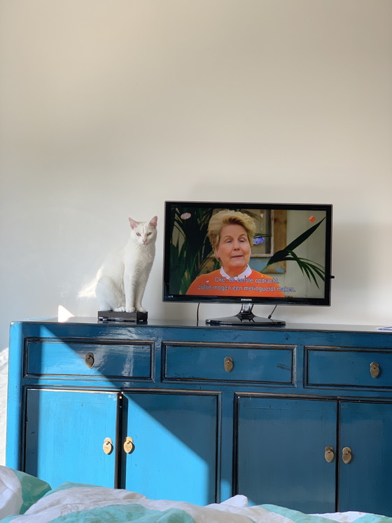 Image 1 of Glanzend gelakte blauwe kast Loods 5