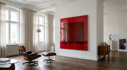 XXL Ausführung - exklusive Farbfeldmalerei abstrakt Rotwein Farben auf 5 mm Acrylglas 140x140 cm