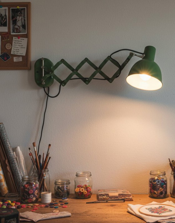 Image 1 of 1940'S Industrial Scissor Wall Light.