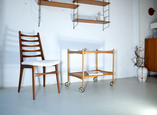 Deense serveerwagen uit de jaren 60, bijzettafel, vintage tafel, bijzettafel