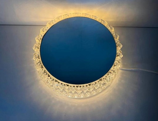 Lampada da parete vintage con specchio, Glashütte Limburg, metà secolo