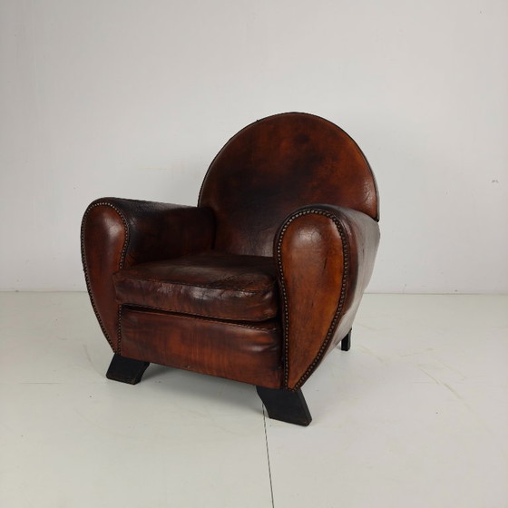Image 1 of Poltrona da club per gentiluomini in stile Art Déco in pelle